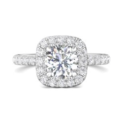 FlyerFit® Platinum Micropave Halo Engagement Ring