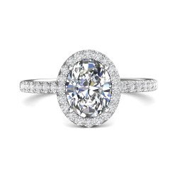 FlyerFit® 18K White Gold Micropave Halo Engagement Ring