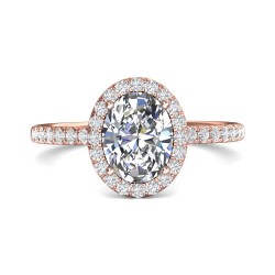 FlyerFit® 14K Pink Gold Micropave Halo Engagement Ring
