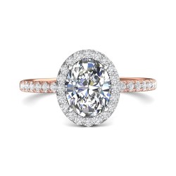 FlyerFit® 14K Pink Gold Shank And White Gold Top Micropave Halo Engagement Ring