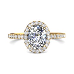 FlyerFit® 18K Yellow Gold Micropave Halo Engagement Ring
