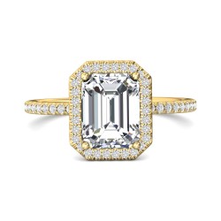 FlyerFit® 18K Yellow Gold Micropave Halo Engagement Ring