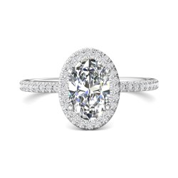 FlyerFit® Platinum Micropave Halo Engagement Ring