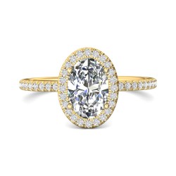 FlyerFit® 18K Yellow Gold Micropave Halo Engagement Ring