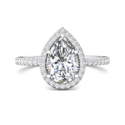 FlyerFit® 14K White Gold Micropave Halo Engagement Ring