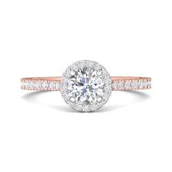FlyerFit® 18K Pink Gold Shank And White Gold Top Vintage Engagement Ring