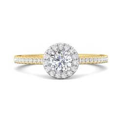 FlyerFit® 18K Yellow Gold Shank And White Gold Top Vintage Engagement Ring