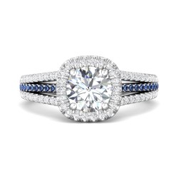 FlyerFit® 14K White Gold Micropave Halo Engagement Ring