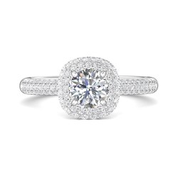 FlyerFit® 18K White Gold Micropave Halo Engagement Ring