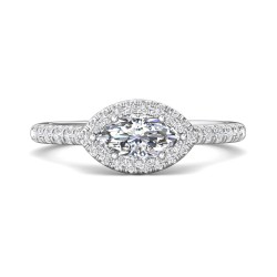 FlyerFit® Platinum Micropave Halo Engagement Ring