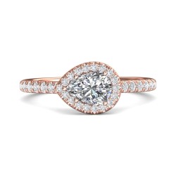 FlyerFit® 18K Pink Gold Micropave Halo Engagement Ring