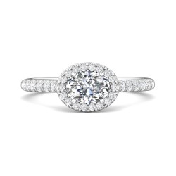 FlyerFit® Platinum Micropave Halo Engagement Ring