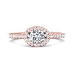 FlyerFit® 14K Pink Gold Micropave Halo Engagement Ring