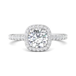 FlyerFit® 18K White Gold Micropave Halo Engagement Ring