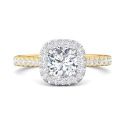 FlyerFit® 14K Yellow and 14K White Gold Micropave Halo Engagement Ring
