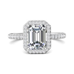 FlyerFit® Platinum Micropave Halo Engagement Ring