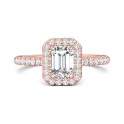FlyerFit® 18K Pink Gold Micropave Halo Engagement Ring