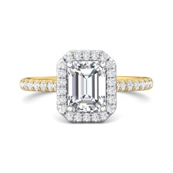 FlyerFit® 14K Yellow and 14K White Gold Micropave Halo Engagement Ring