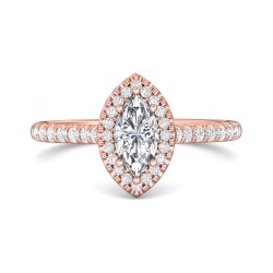 FlyerFit® 18K Pink Gold Micropave Halo Engagement Ring