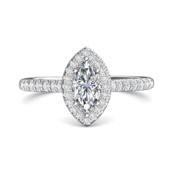FlyerFit® Platinum Micropave Halo Engagement Ring