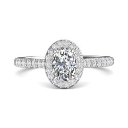 FlyerFit® 18K White Gold Micropave Halo Engagement Ring