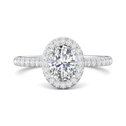 FlyerFit® Platinum Micropave Halo Engagement Ring