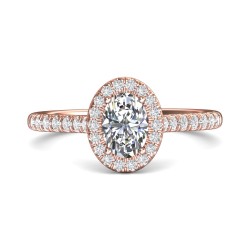 FlyerFit® 14K Pink Gold Micropave Halo Engagement Ring