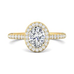 FlyerFit® 18K Yellow Gold Micropave Halo Engagement Ring