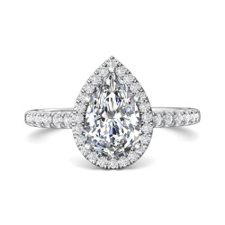 FlyerFit® 18K White Gold Micropave Halo Engagement Ring