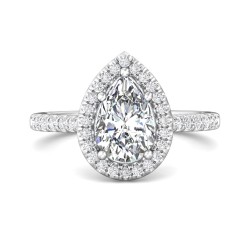 FlyerFit® 14K White Gold Micropave Halo Engagement Ring