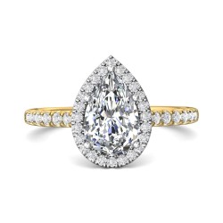 FlyerFit® 14K Yellow and 14K White Gold Micropave Halo Engagement Ring