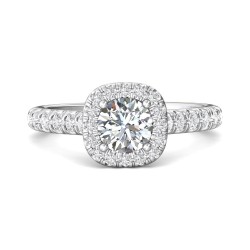 FlyerFit® 14K White Gold Micropave Halo Engagement Ring