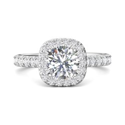 FlyerFit® Platinum Micropave Halo Engagement Ring
