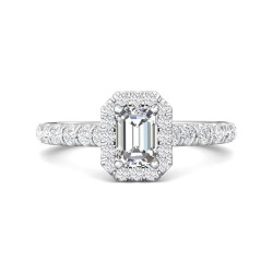 FlyerFit® 18K White Gold Micropave Halo Engagement Ring