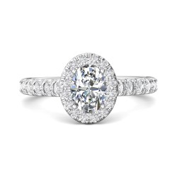 FlyerFit® 14K White Gold Micropave Halo Engagement Ring