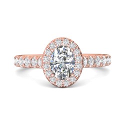 FlyerFit® 14K Pink Gold Micropave Halo Engagement Ring