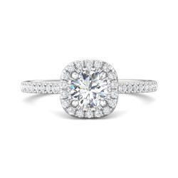 FlyerFit® 18K White Gold Micropave Halo Engagement Ring
