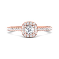 FlyerFit® 14K Pink Gold Micropave Halo Engagement Ring