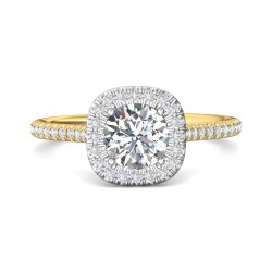 FlyerFit® 14K Yellow and 14K White Gold Micropave Halo Engagement Ring