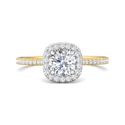 FlyerFit® 14K Yellow and 14K White Gold Micropave Halo Engagement Ring