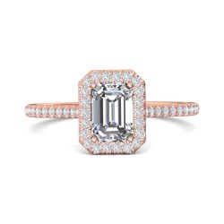 FlyerFit® 14K Pink Gold Micropave Halo Engagement Ring