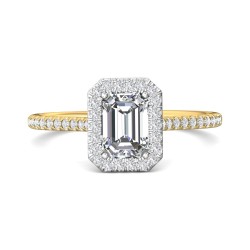 FlyerFit® 14K Yellow and 14K White Gold Micropave Halo Engagement Ring