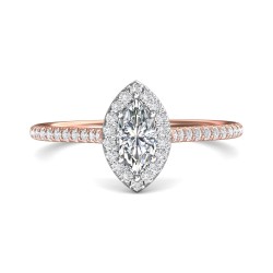 FlyerFit® 14K Pink Gold Shank And White Gold Top Micropave Halo Engagement Ring