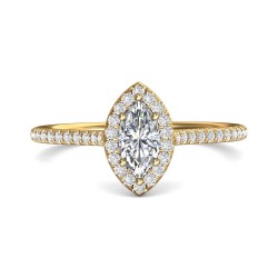 FlyerFit® 14K Yellow Gold Micropave Halo Engagement Ring