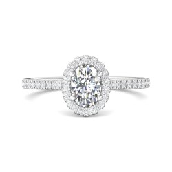FlyerFit® 14K White Gold Micropave Halo Engagement Ring