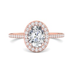 FlyerFit® 18K Pink Gold Micropave Halo Engagement Ring