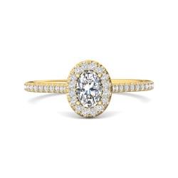 FlyerFit® 18K Yellow Gold Micropave Halo Engagement Ring