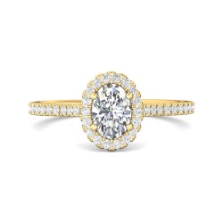 FlyerFit® 14K Yellow Gold Micropave Halo Engagement Ring