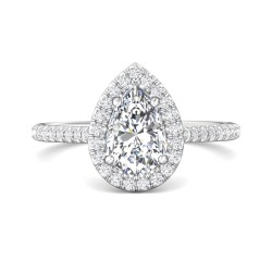 FlyerFit® 18K White Gold Micropave Halo Engagement Ring