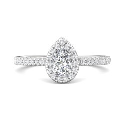 FlyerFit® Platinum Micropave Halo Engagement Ring